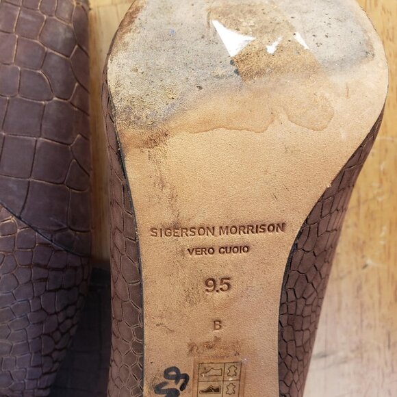 Sigerson Morrison Brown Gavin Croc Embossed Boots - Picture 10 of 10